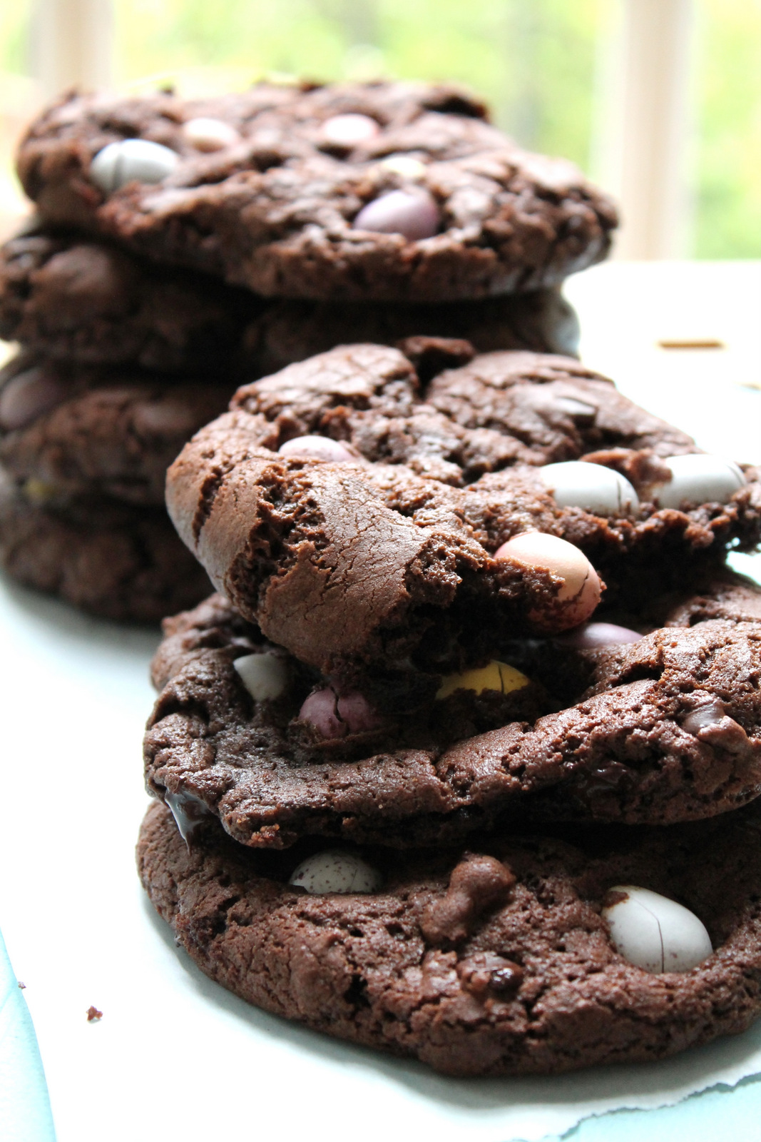 Dark chocolate cookies with Cadbury's mini eggs