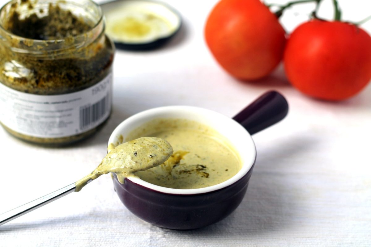 Simple Creamy Pesto Salad Dressing Happy Veggie Kitchen