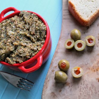 pimento olive and almond pesto