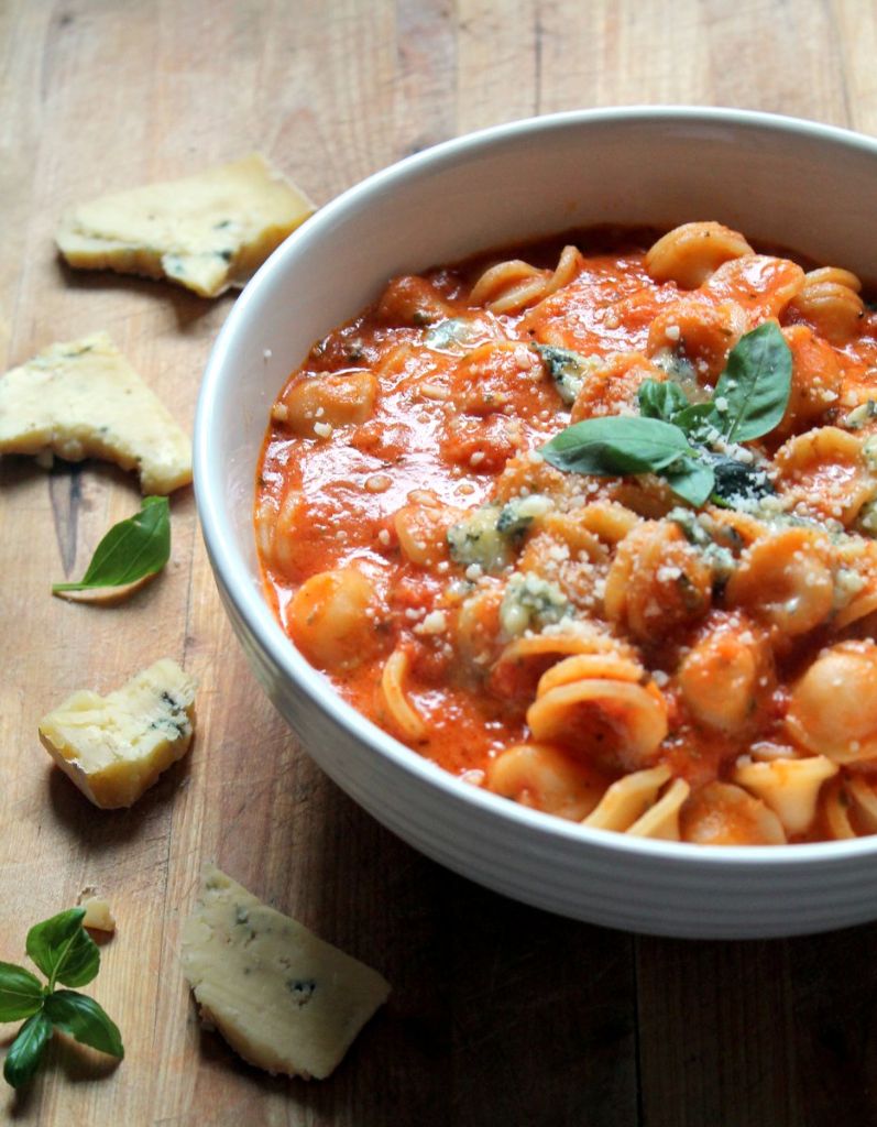 pasta alla vodka and blue cheese