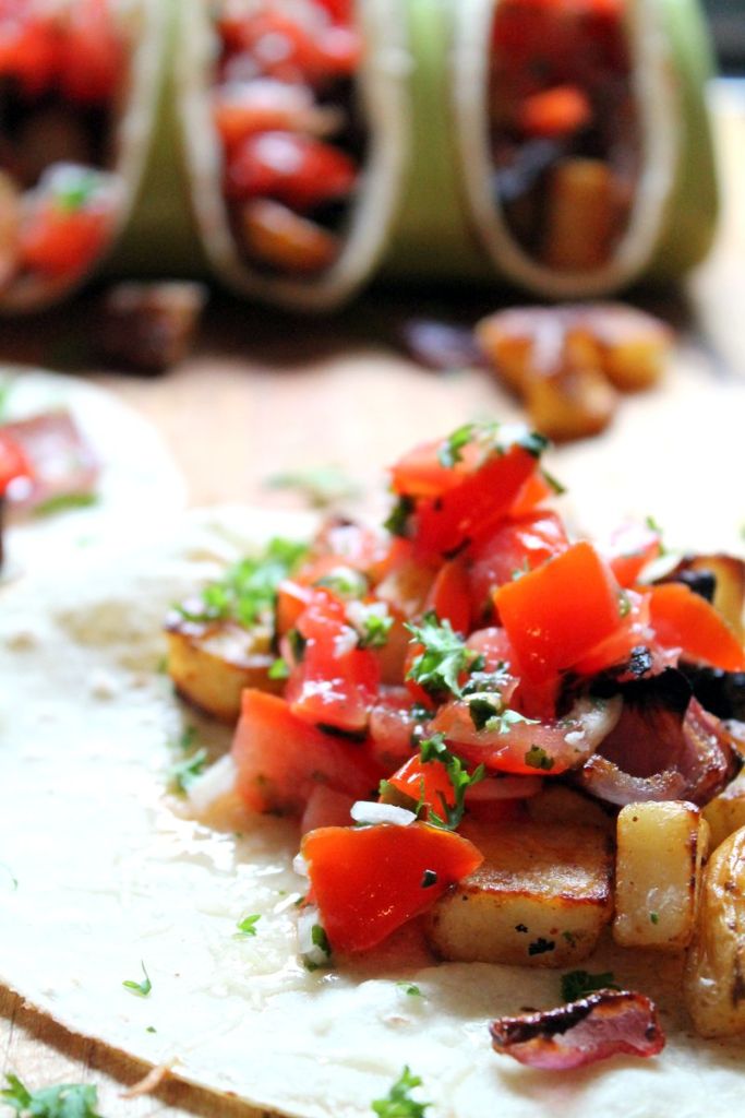 roasted red onion and potato tacos