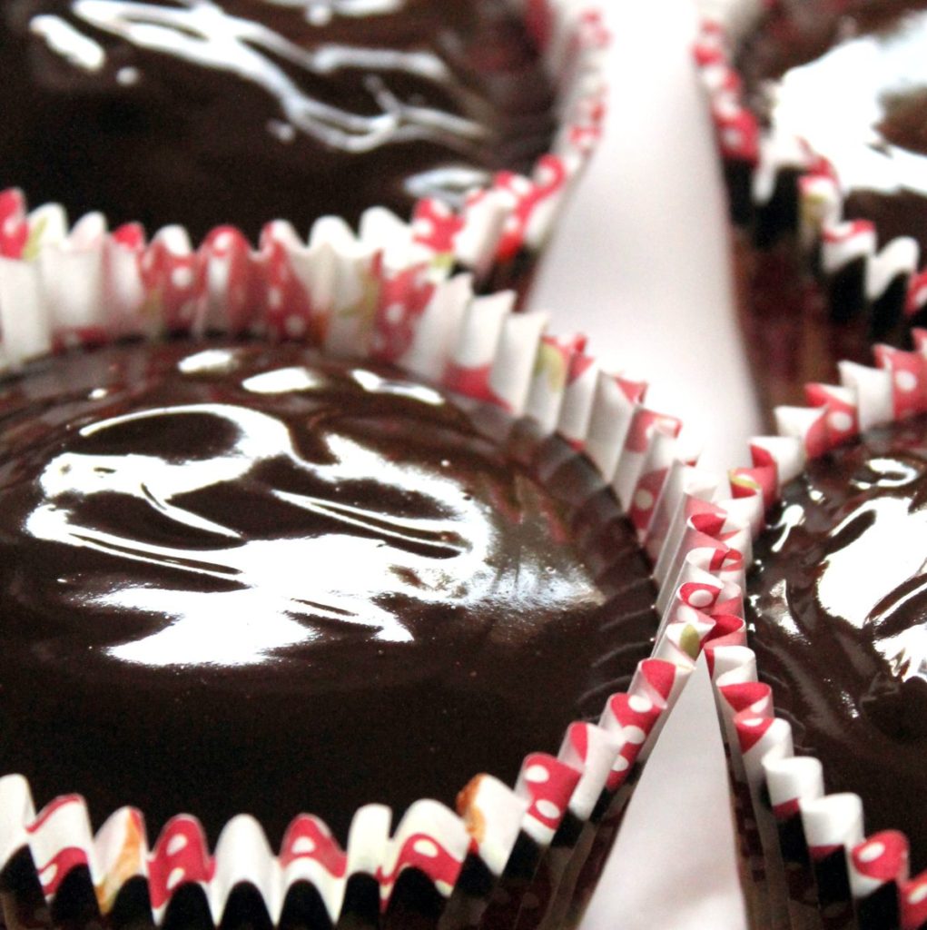 strawberry cupcakes with coconut chocolate ganache