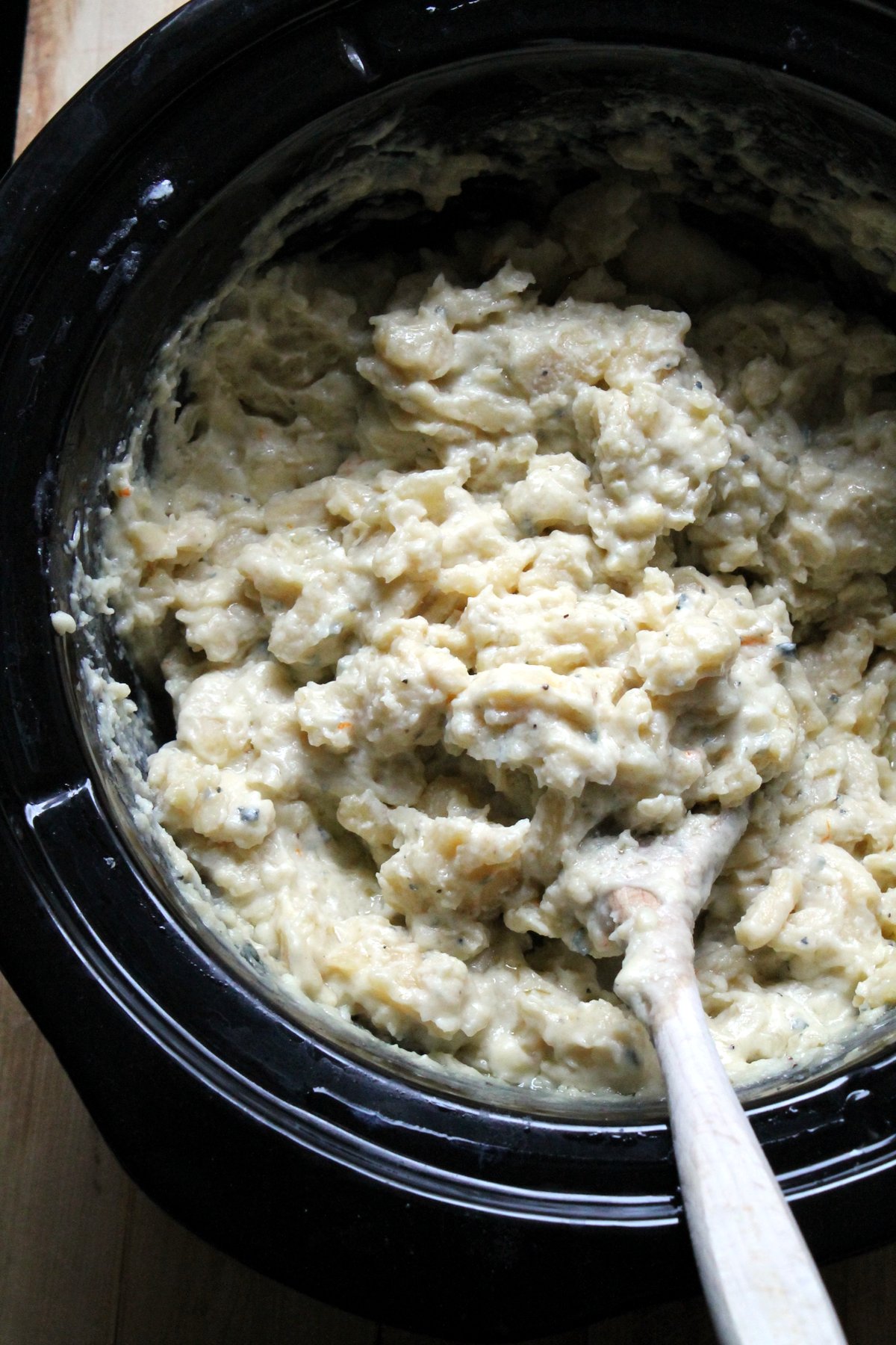 Creamy, carby, amazing mac and cheese made in the slow cooker with the leftovers from my dinner party cheese board! Incredibly easy and tastes just like it was oven baked. You will love it!