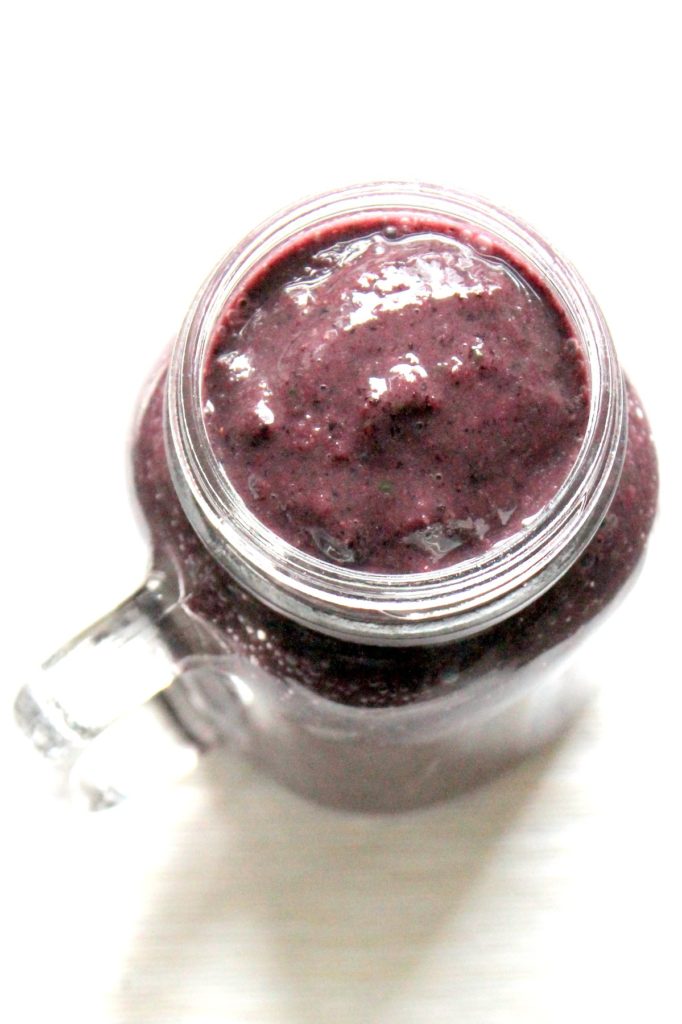 Nervous about green smoothies? Want to fool your kids into eating more greens? This spinach-packed smoothie is deceptively purple thanks to all the blueberries.