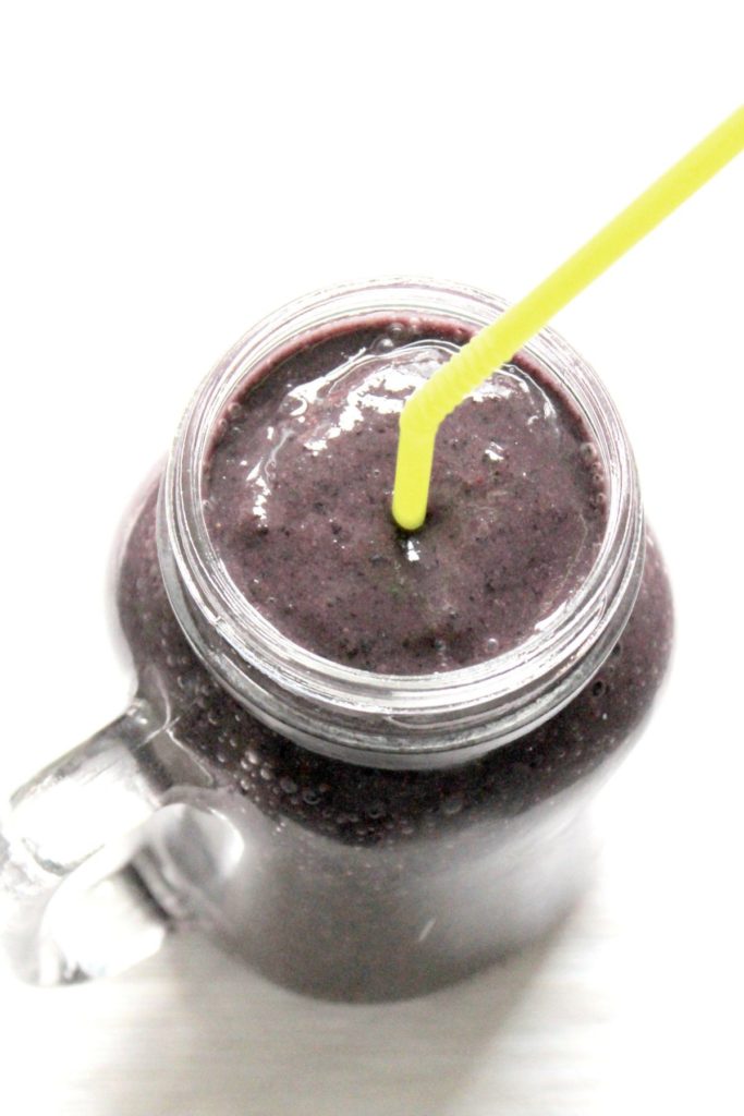 Nervous about green smoothies? Want to fool your kids into eating more greens? This spinach-packed smoothie is deceptively purple thanks to all the blueberries.
