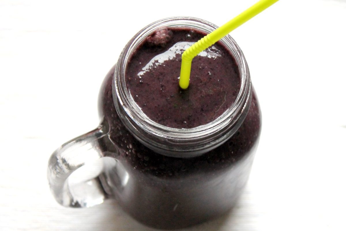 Nervous about green smoothies? Want to fool your kids into eating more greens? This spinach-packed smoothie is deceptively purple thanks to all the blueberries.