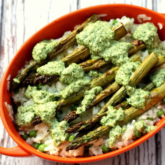 Asparagus & Pesto Risotto Happy Veggie Kitchen