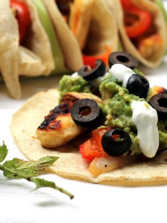 Greek inspired tacos, made on the grill - perfect veggie option at your next barbecue!
