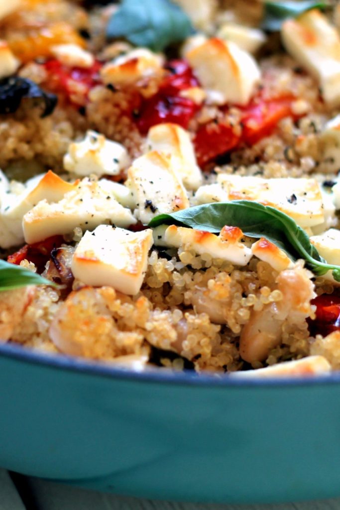 An array of Mediterranean flavors and feta cheese are baked into this quinoa casserole. It's an easy to make vegetarian dinner and works as a main dish or a side. 