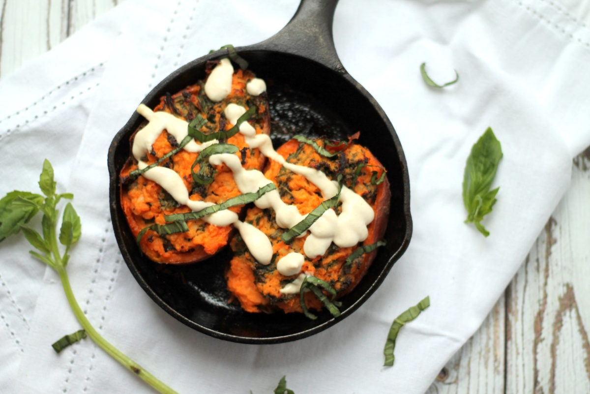 This stuffed sweet potato is a cinch to make and a wonderful vegetarian meal or side dish!