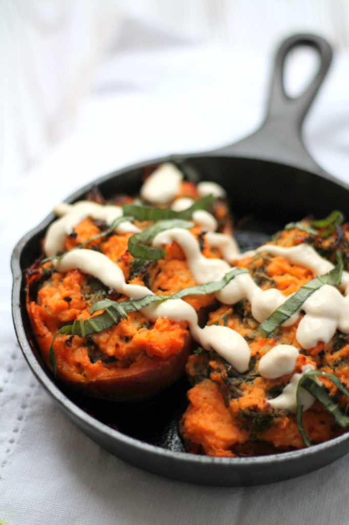 This stuffed sweet potato is a cinch to make and a wonderful vegetarian meal or side dish!