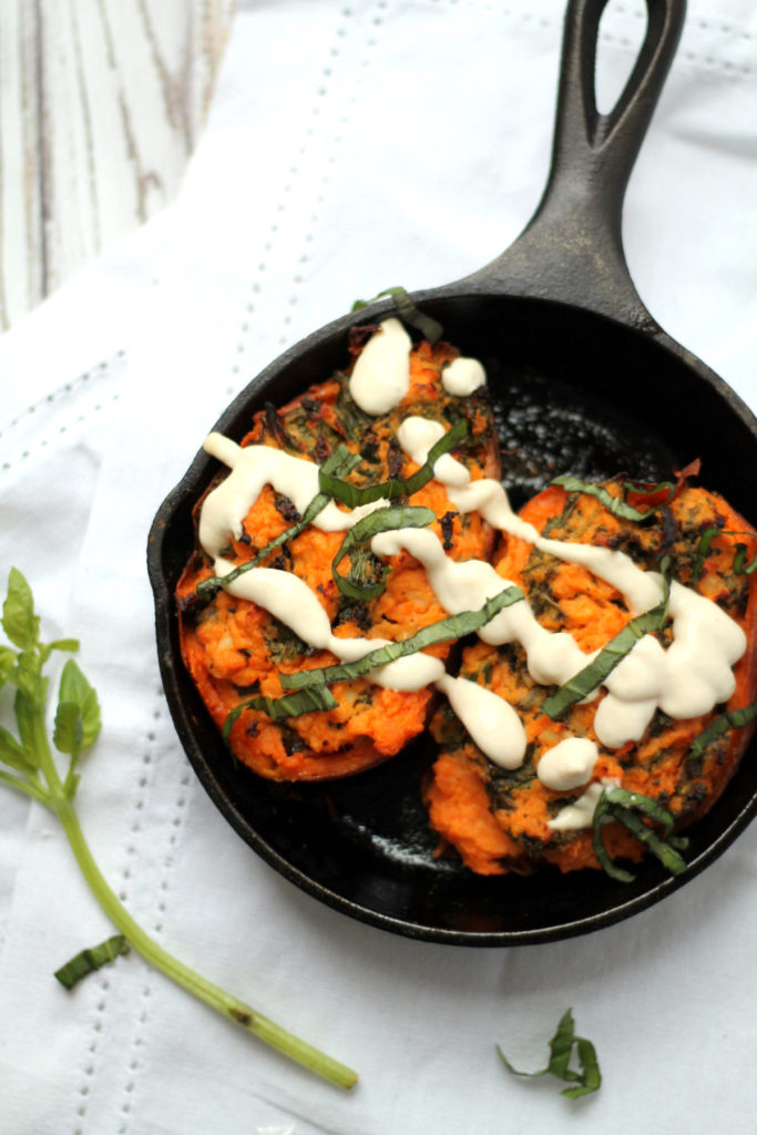 This stuffed sweet potato is a cinch to make and a wonderful vegetarian meal or side dish!