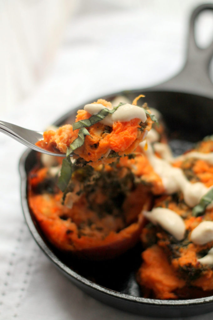 This stuffed sweet potato is a cinch to make and a wonderful vegetarian meal or side dish!