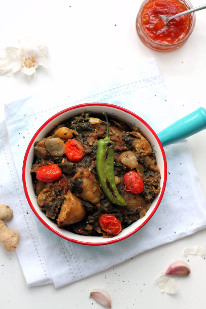 This homemade sag aloo is super easy to make in the slow cooker, and this recipe uses a special method to add extra depth of flavor with no additional effort. Sag aloo is a healthy and economical vegan dish, and an essential part of any Indian meal!