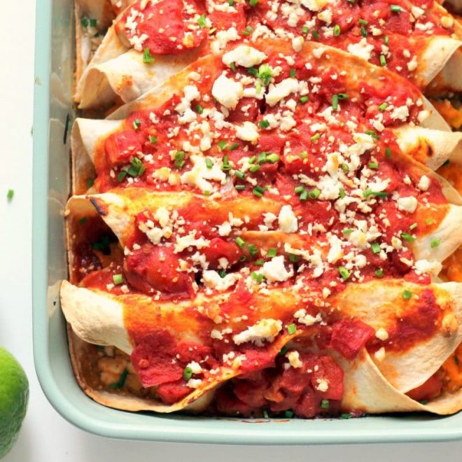 Feta Cheese & Sweet Potato Enchiladas Happy Veggie Kitchen