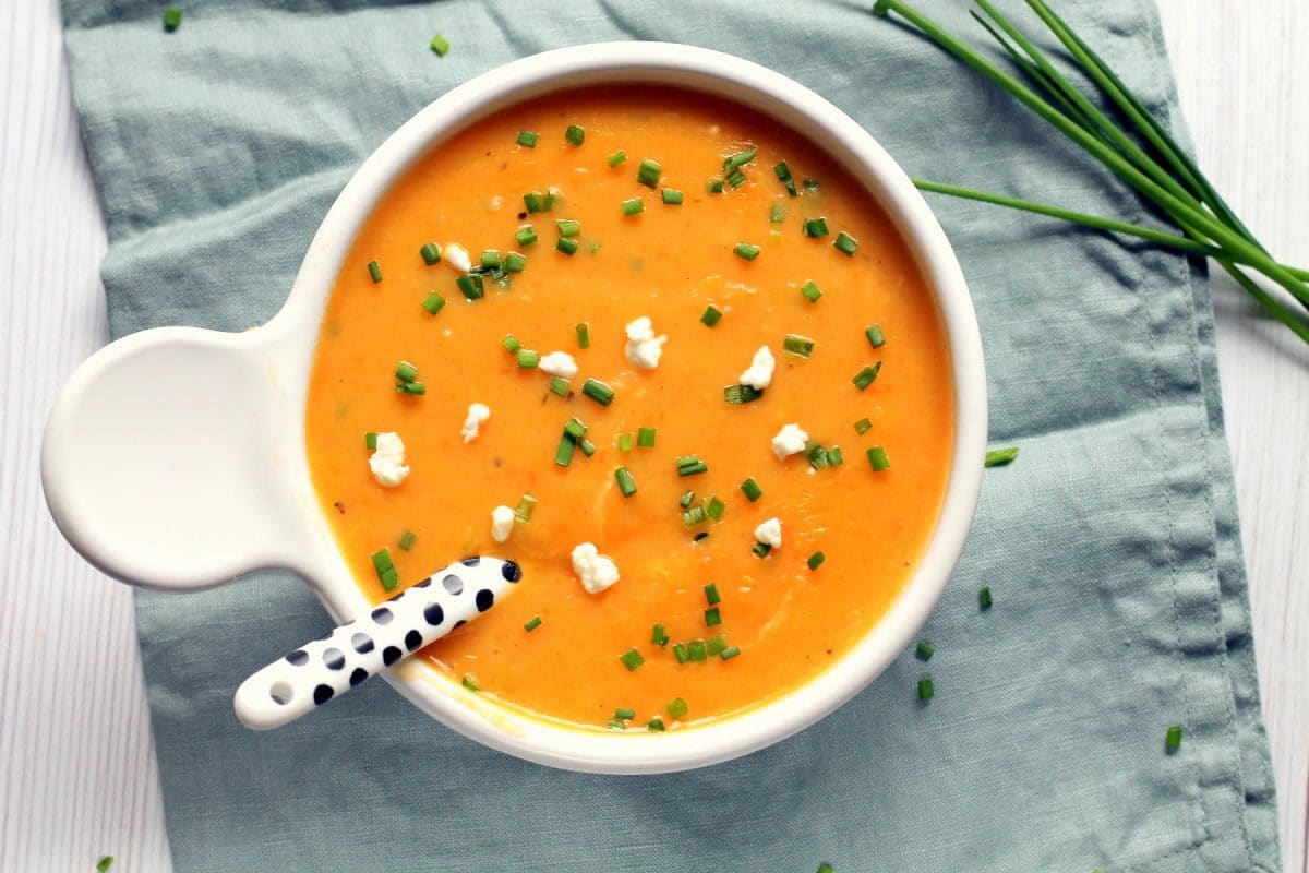 Smoky Root Vegetable Soup with Goat's Cheese