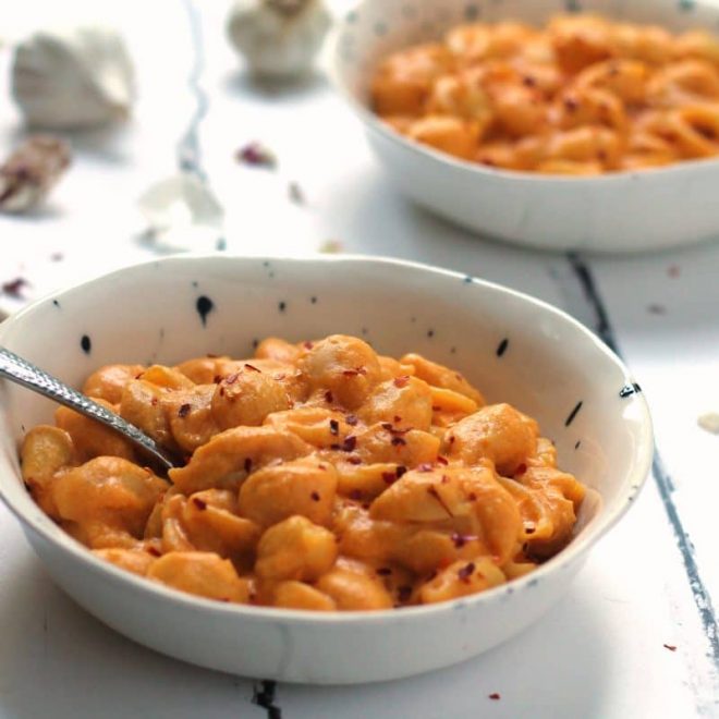 Sweet Potato Mac & Cheese with Roasted Garlic Happy Veggie Kitchen