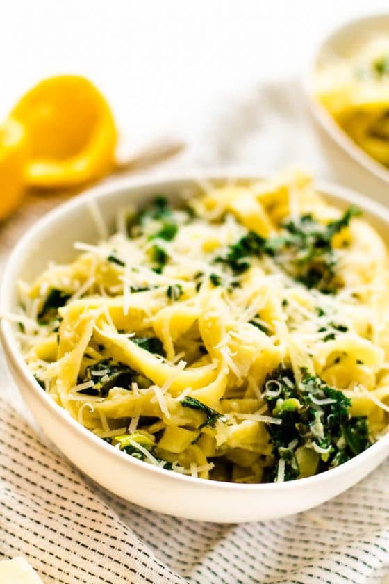 Parmesan Kale Noodles Happy Veggie Kitchen