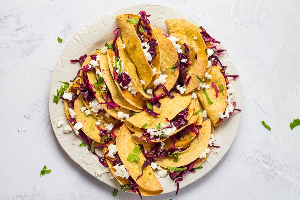 Mashed Potato Tacos (Oven Baked Tacos de Papa) Happy Veggie Kitchen