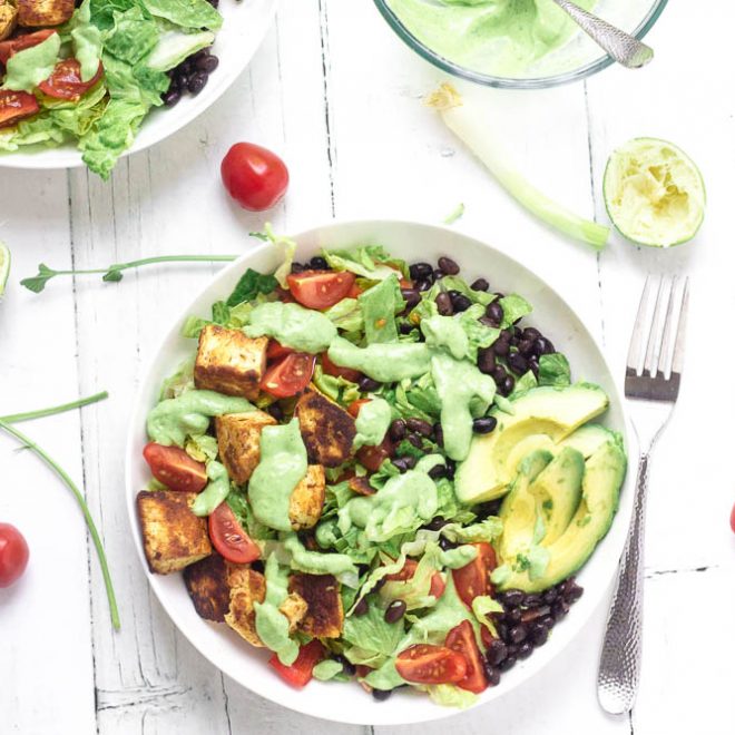 Fried Halloumi & Black Bean Salad Happy Veggie Kitchen