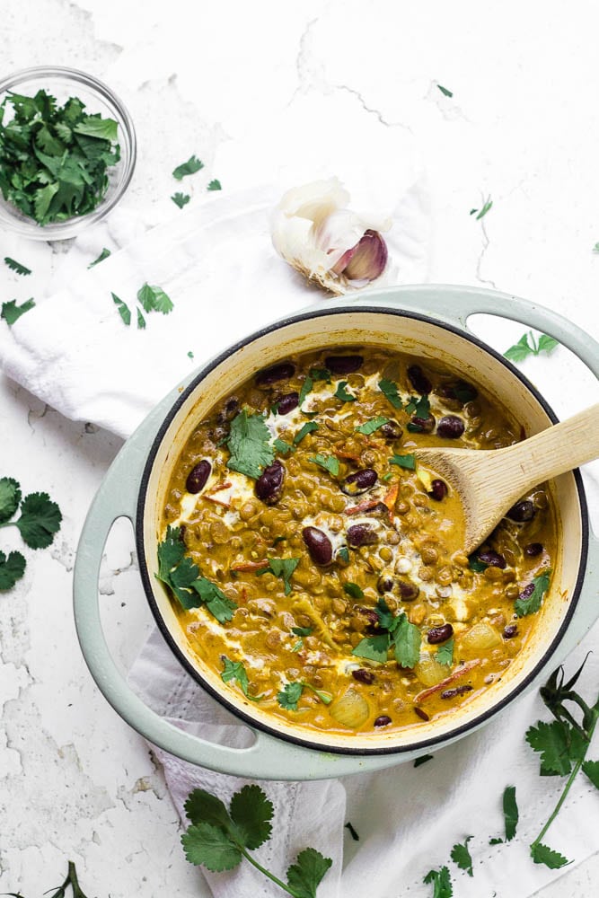 Green Lentil Dal Makhani - Happy Veggie Kitchen