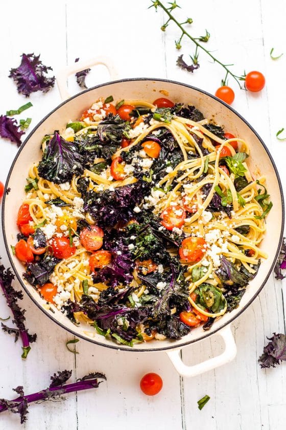 Purple Kale & Cherry Tomato Pasta Happy Veggie Kitchen
