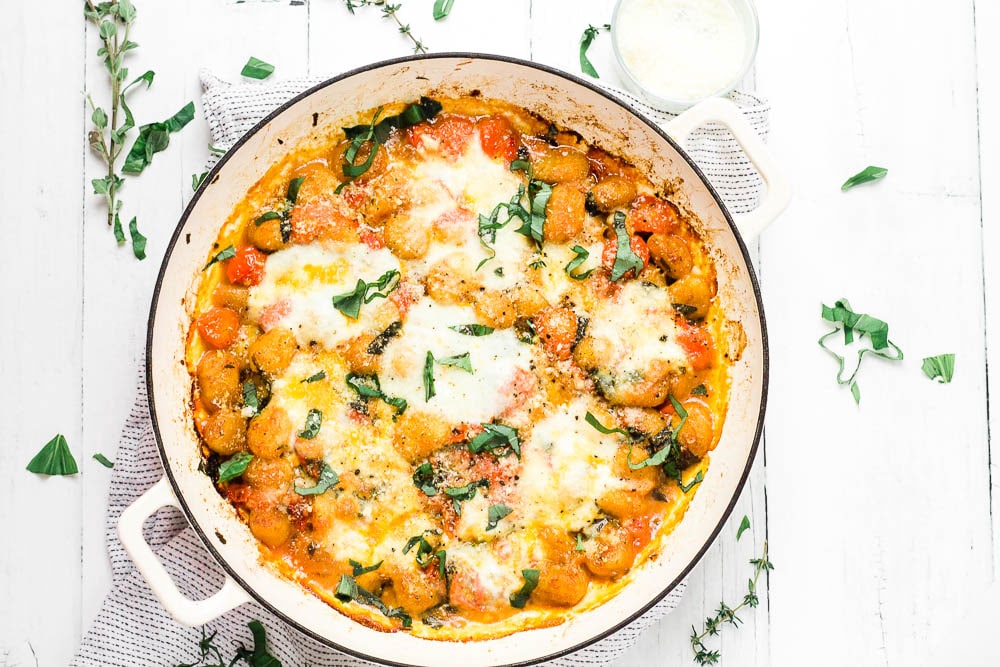 One Pot Gnocchi Caprese Happy Veggie Kitchen