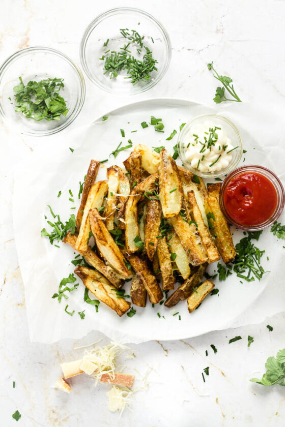 Air Fryer Truffle Cheese Fries Happy Veggie Kitchen