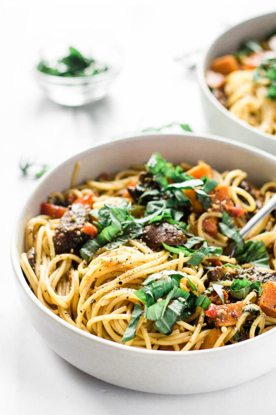 Roasted Vegetable & Truffle Oil Pasta (Vegan) Happy Veggie Kitchen