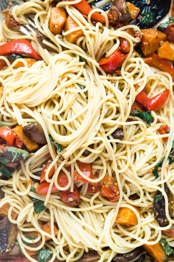 Roasted Vegetable & Truffle Oil Pasta (Vegan) Happy Veggie Kitchen