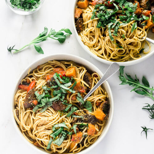 Roasted Vegetable & Truffle Oil Pasta (Vegan) Happy Veggie Kitchen