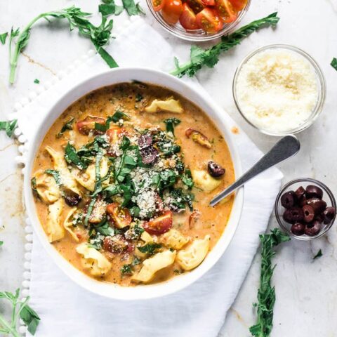 Vegetarian Tortellini, Kale & Lentil Soup