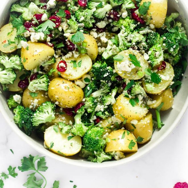 Broccoli Potato Salad with Blue Cheese Happy Veggie Kitchen