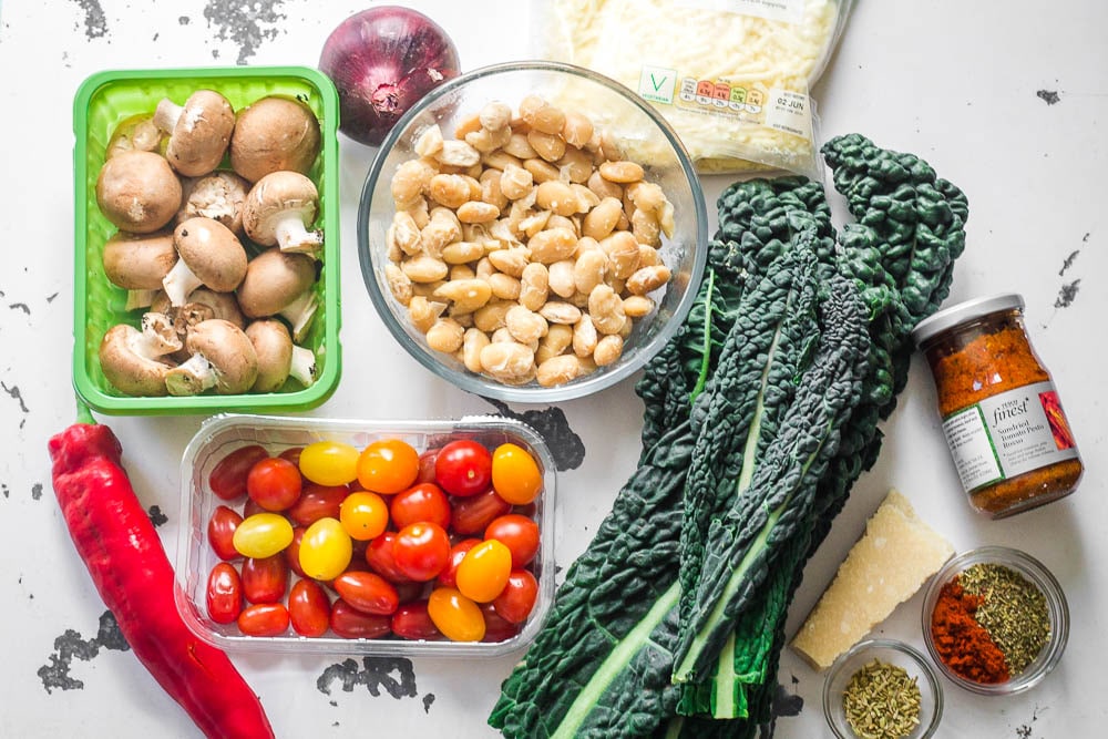 Ingredients for butter bean bake