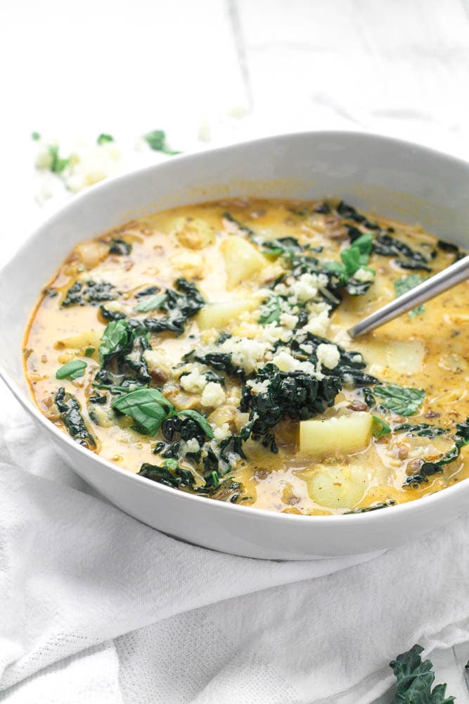 Vegetarian Zuppa Toscana with Lentils - Happy Veggie Kitchen