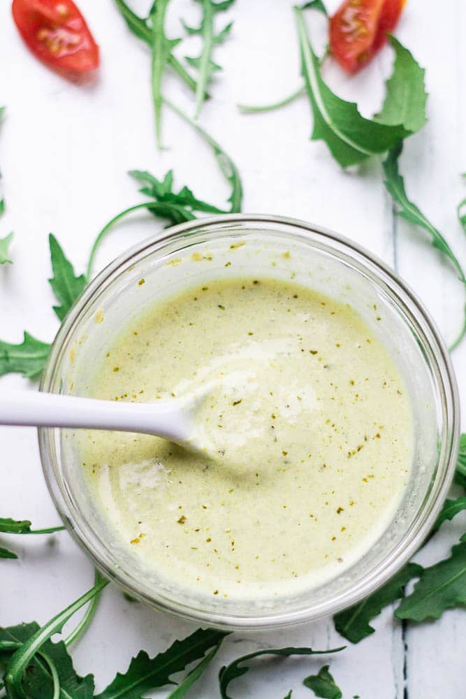 Simple Creamy Pesto Salad Dressing