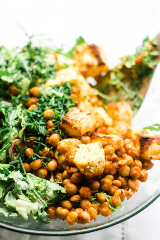 Roasted Chickpea & Halloumi Salad Happy Veggie Kitchen
