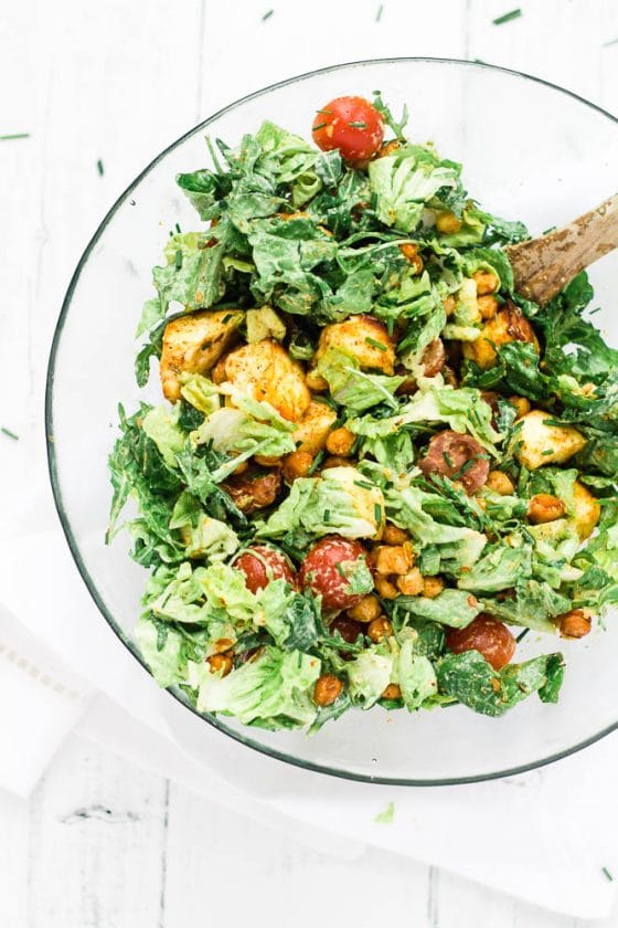 Roasted Chickpea & Halloumi Salad Happy Veggie Kitchen