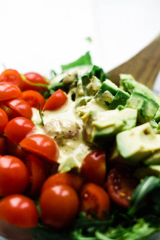 Simple Creamy Pesto Salad Dressing Happy Veggie Kitchen