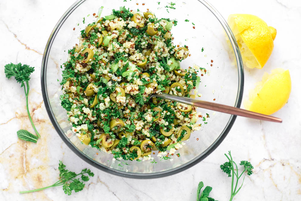 Green Olive Grain Salad Happy Veggie Kitchen