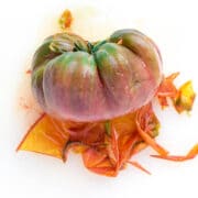 Peeled heirloom tomato