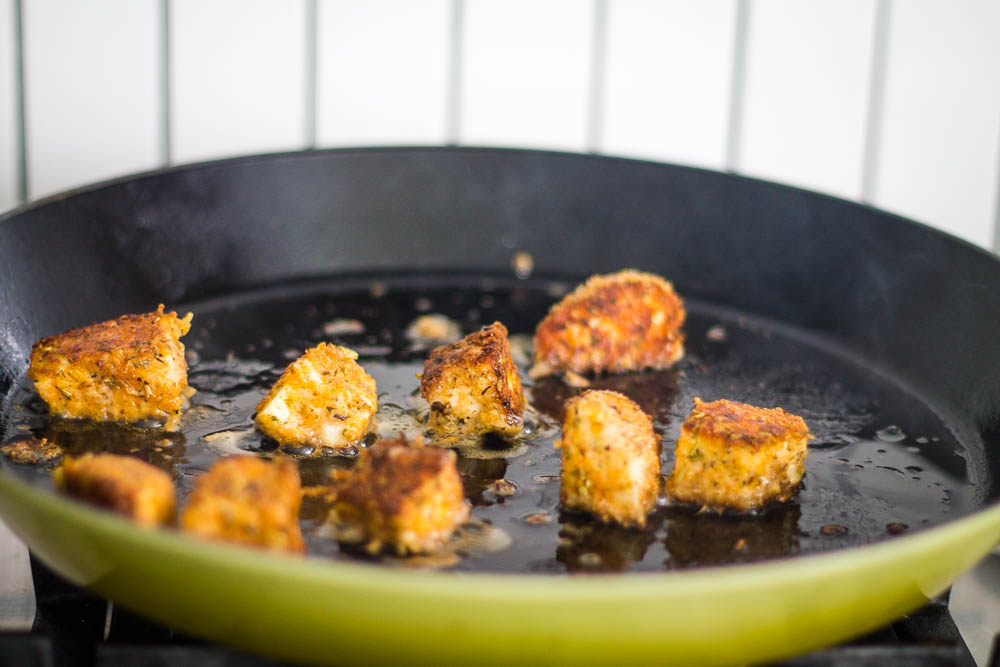 Spaghetti with Breaded Halloumi Balls Happy Veggie Kitchen