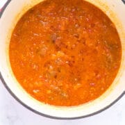 The sauce after thickening