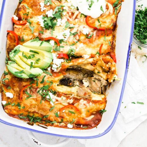 Creamy Mushroom Enchiladas Happy Veggie Kitchen