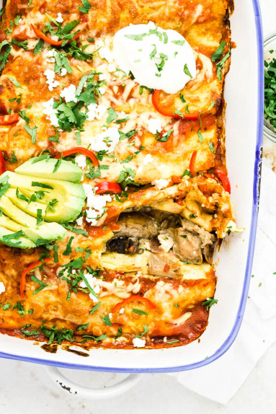 Creamy Mushroom Enchiladas Happy Veggie Kitchen