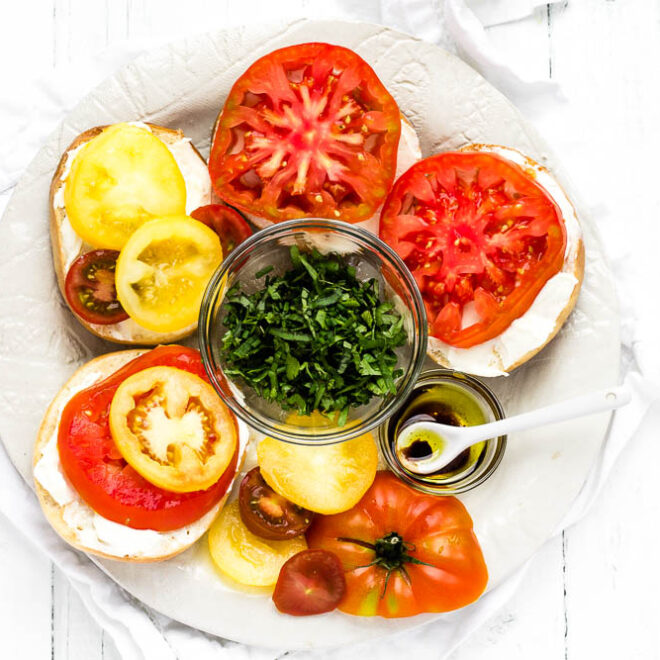 Tomato Bagels with Summer Herbs Happy Veggie Kitchen
