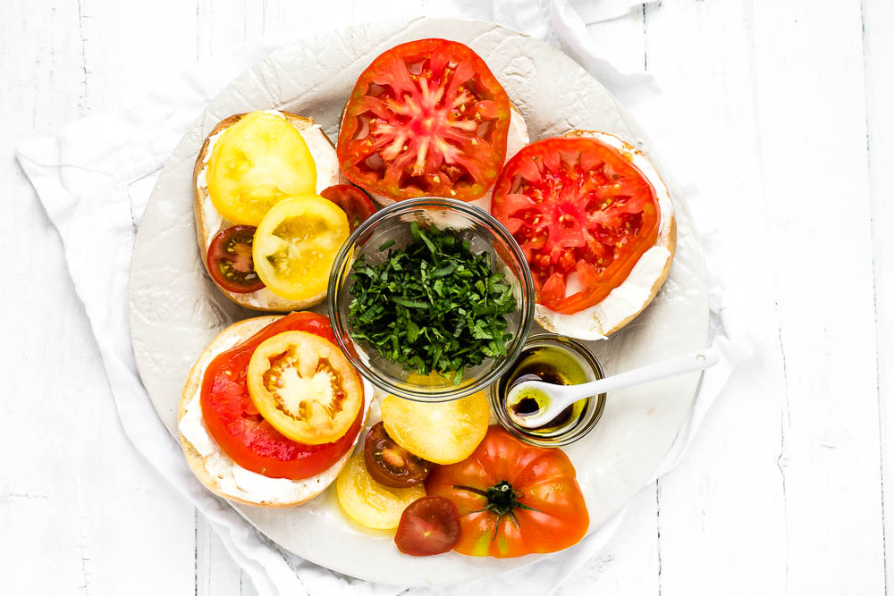 Tomato Bagels with Summer Herbs Happy Veggie Kitchen