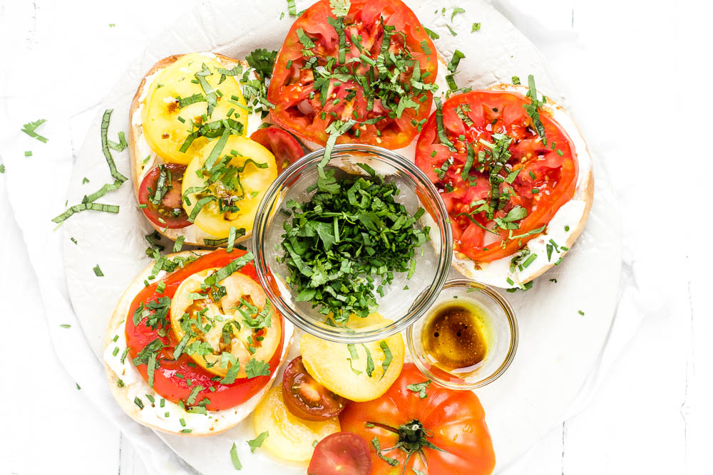 Tomato Bagels with Summer Herbs Happy Veggie Kitchen