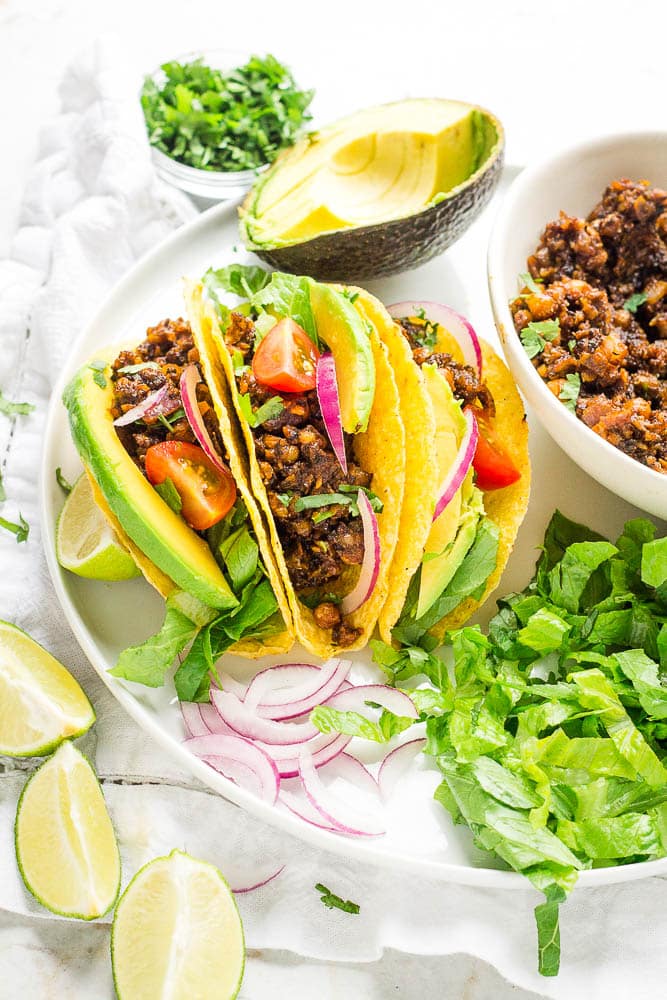Plate of vegan tacos