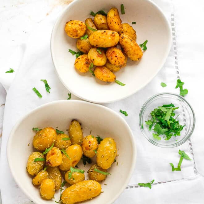 Air Fryer Roasted Canned Potatoes Happy Veggie Kitchen